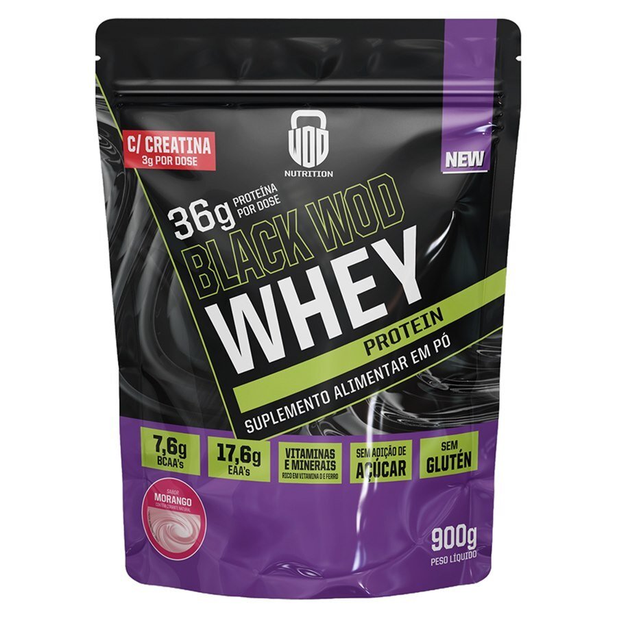 Whey Protein Com Creatina Black Wod Morango 900g