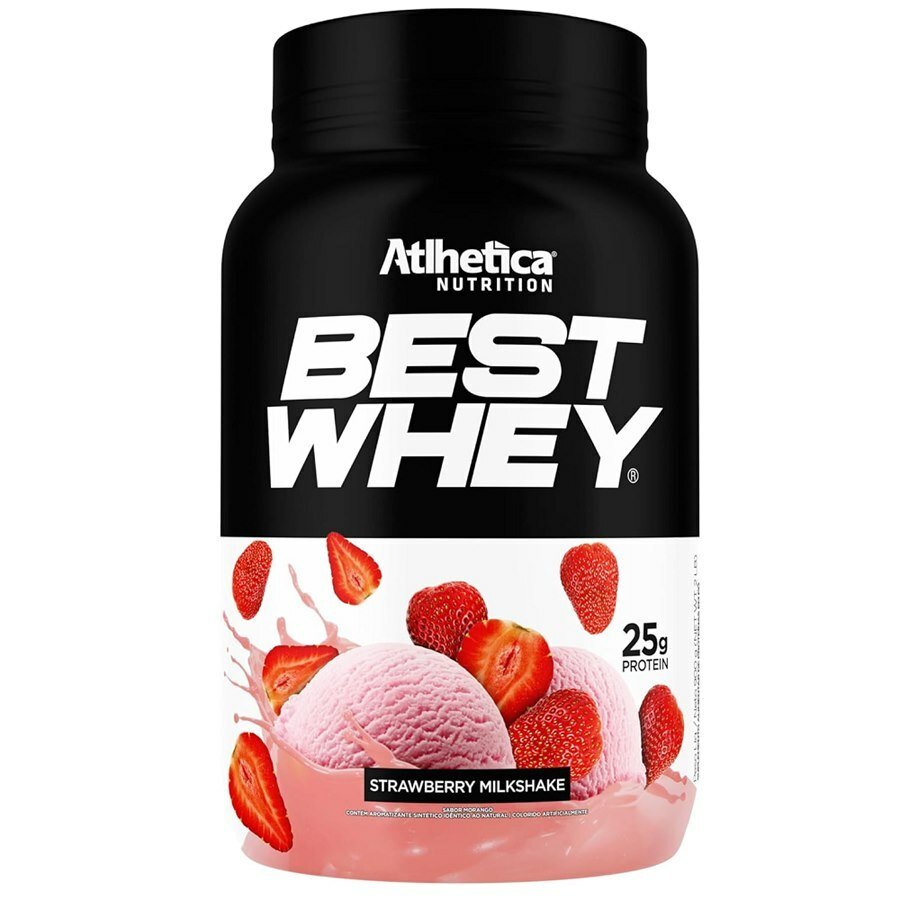 Protein Best Whey Sabor Strawberry Milkshake Pote Atlhetica 900g