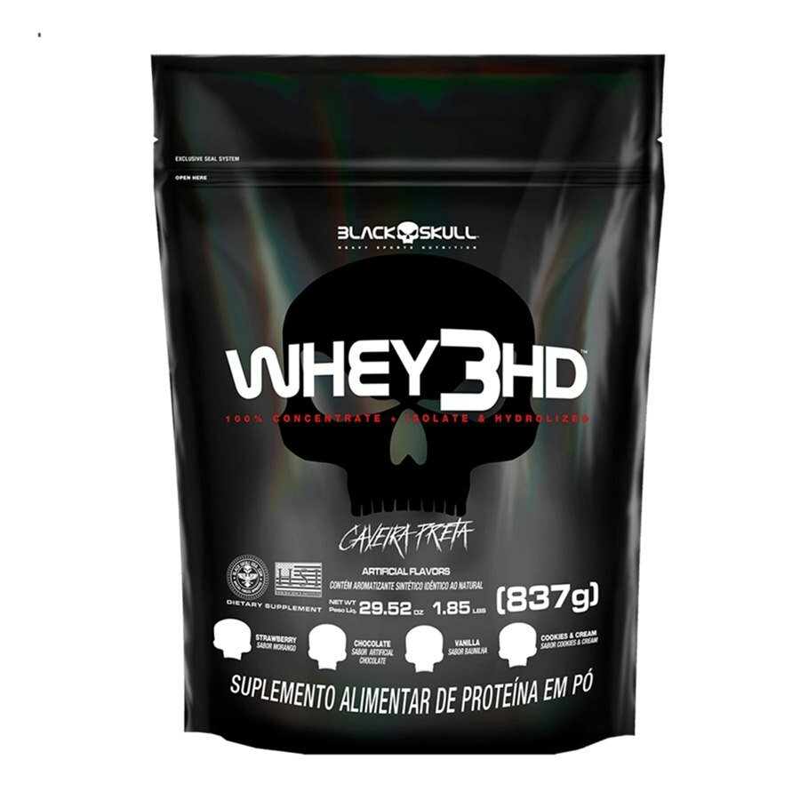 Whey Protein Black Skull 3hd Sabor Chocolate Refil 837g