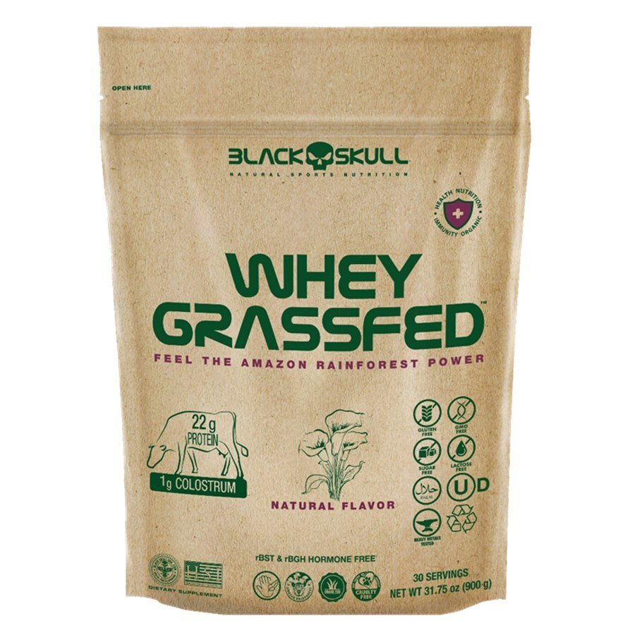 Whey Protein Black Skull Grassfed Sabor Natural Refil 900g