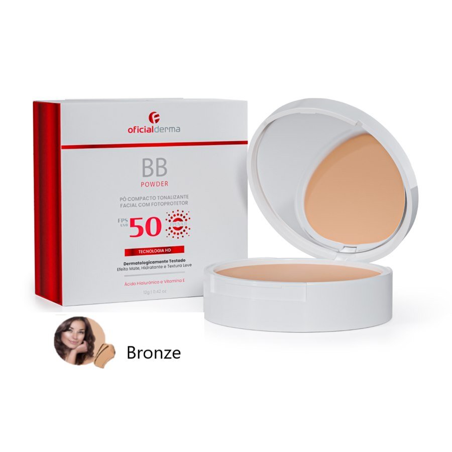 Pó Compacto Tonalizante Facial Bb Powder Cor Bronze Fps50 12g
