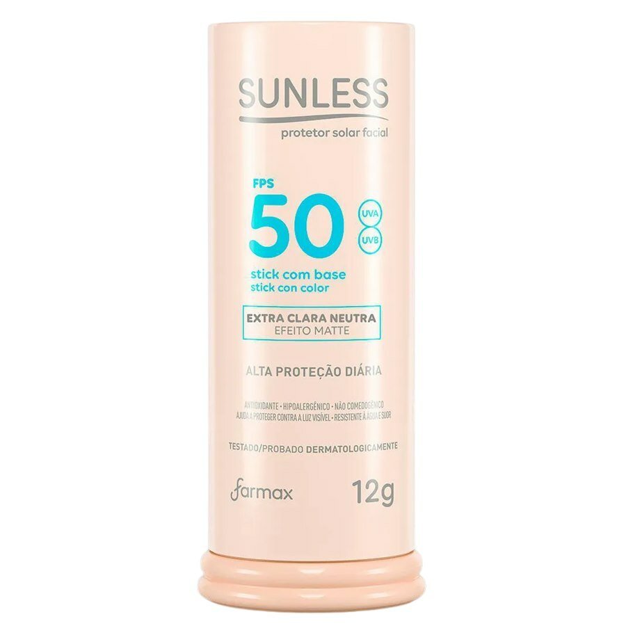 Protetor Solar Facial Sunless Stick Fps50 Com Base Extra Clara Neutra 12g